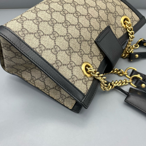 Gucci Small Padlock Tote GG Monogram Black Brown