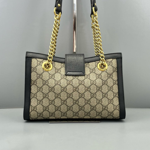 Gucci Small Padlock Tote GG Monogram Black Brown