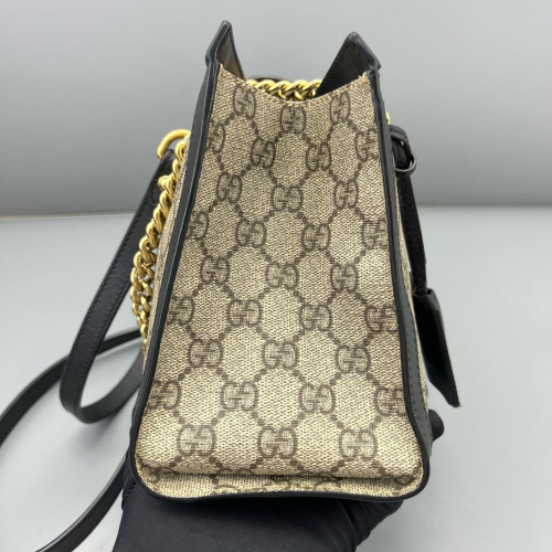 Gucci Small Padlock Tote GG Monogram Black Brown