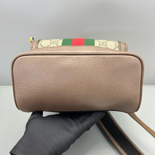 Gucci Web Small Ophidia Day Backpack GG Supreme Monogram Beige Ebony Beige Brown