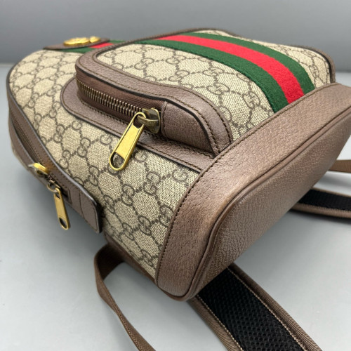 Gucci Web Small Ophidia Day Backpack GG Supreme Monogram Beige Ebony Beige Brown