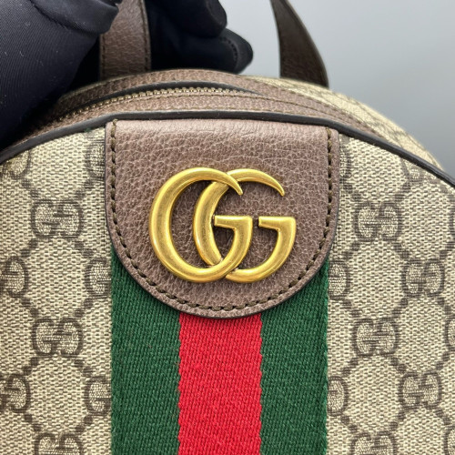 Gucci Web Small Ophidia Day Backpack GG Supreme Monogram Beige Ebony Beige Brown