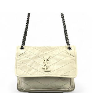 Yves Saint Laurent Baby Niki Chain Pull Up Leather White Yves Saint Laurent Baby Niki Chain Pull Up Leather White