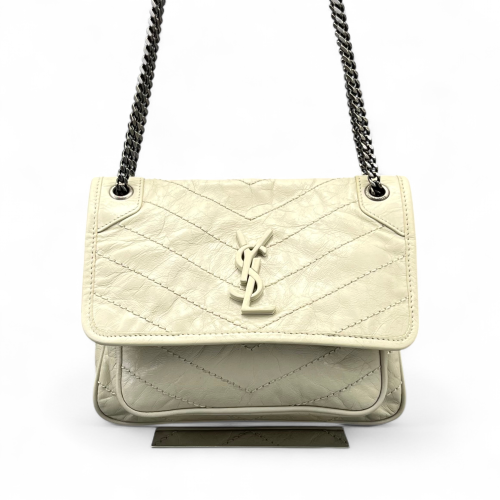 Yves Saint Laurent Baby Niki Chain Pull Up Leather White