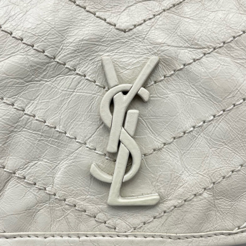 Yves Saint Laurent Baby Niki Chain Pull Up Leather White