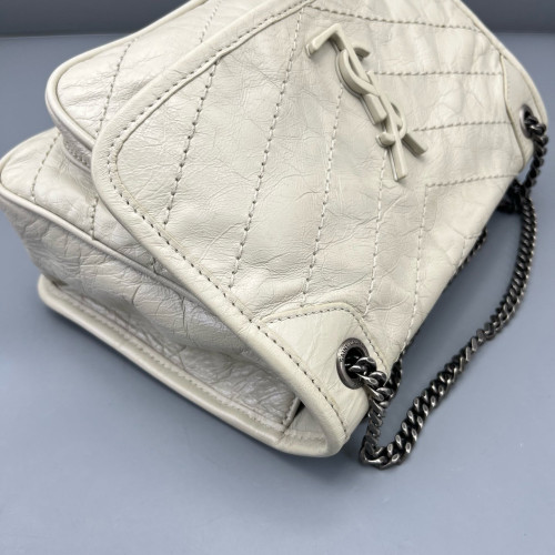 Yves Saint Laurent Baby Niki Chain Pull Up Leather White