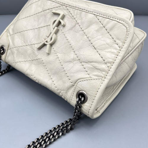 Yves Saint Laurent Baby Niki Chain Pull Up Leather White