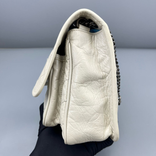 Yves Saint Laurent Baby Niki Chain Pull Up Leather White