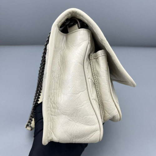 Yves Saint Laurent Baby Niki Chain Pull Up Leather White