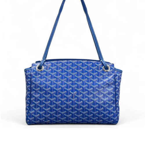 Goyard Rouette PM Goyardine Blue White Brown
