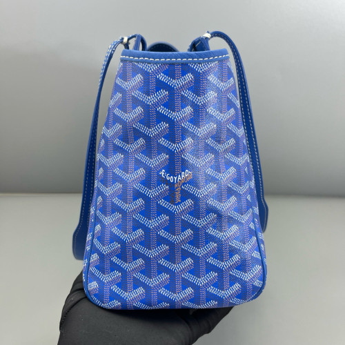 Goyard Rouette PM Goyardine Blue White Brown