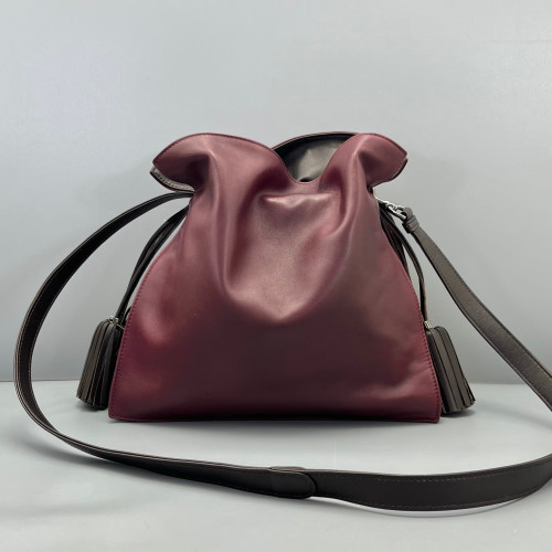 Loewe Flamenco Knot Clutch Calfskin Burgundy