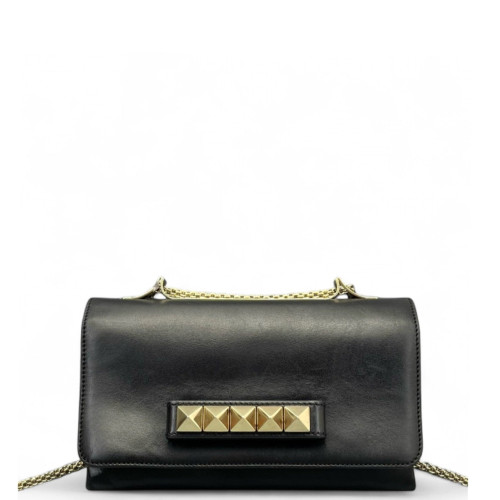 Valentino Rockstud Wallet On Chain WOC Calfskin Black