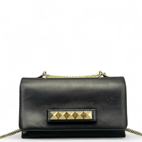 Valentino Rockstud Wallet On Chain WOC Calfskin Black