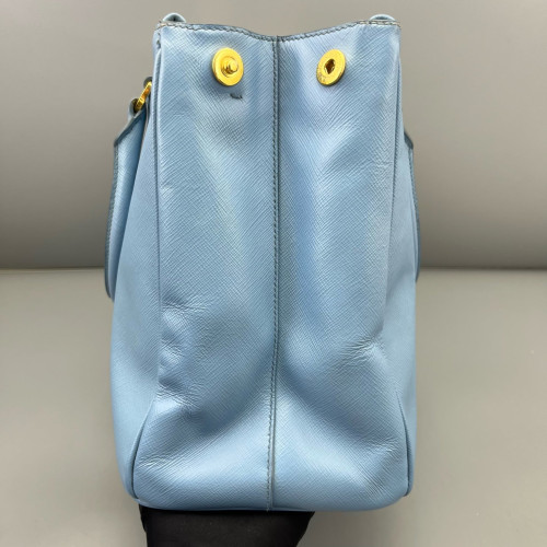 Prada Medium Galleria Double Zip Tote Saffiano Calfskin Blue
