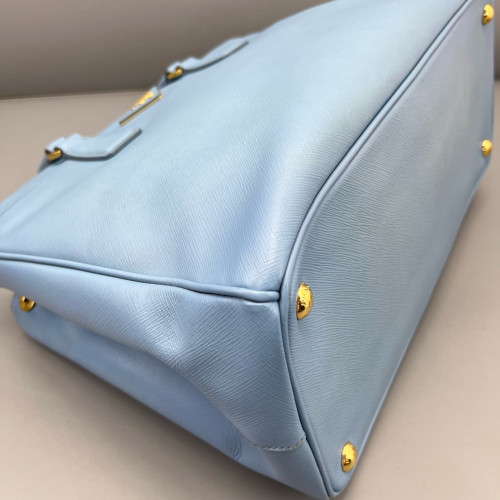 Prada Medium Galleria Double Zip Tote Saffiano Calfskin Blue