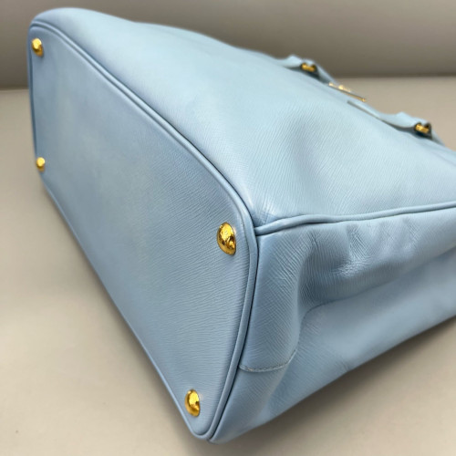 Prada Medium Galleria Double Zip Tote Saffiano Calfskin Blue