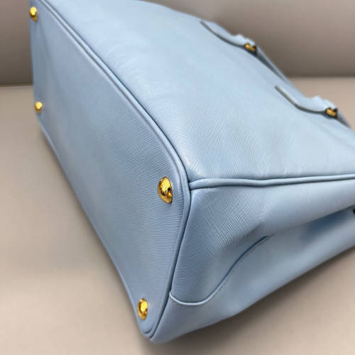 Prada Medium Galleria Double Zip Tote Saffiano Calfskin Blue