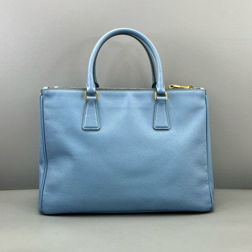Prada Medium Galleria Double Zip Tote Saffiano Calfskin Blue