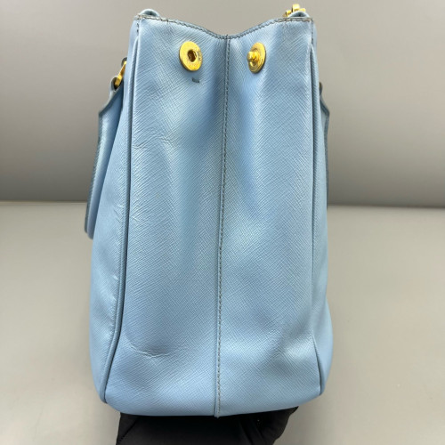 Prada Medium Galleria Double Zip Tote Saffiano Calfskin Blue