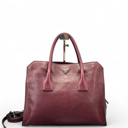 Prada Two-Way Bag Calfskin Burgundy