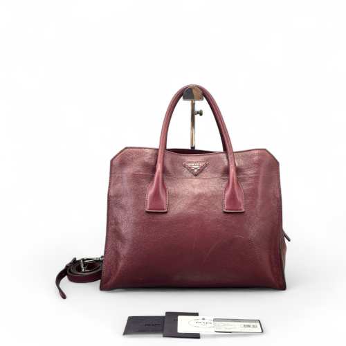 Prada Two-Way Bag Calfskin Burgundy