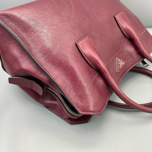 Prada Two-Way Bag Calfskin Burgundy