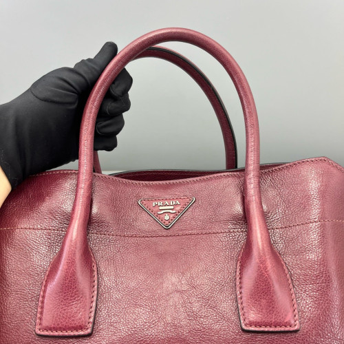 Prada Two-Way Bag Calfskin Burgundy