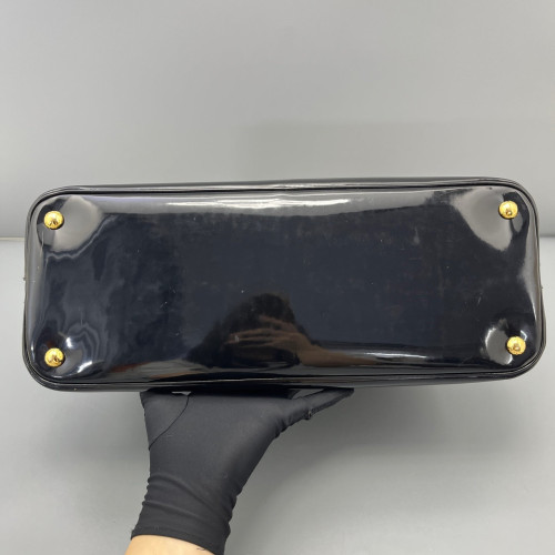 Prada Large Lux Promenade Tote Patent Calfskin Black Red Prada Large Lux Promenade Tote Patent Calfskin Black Red