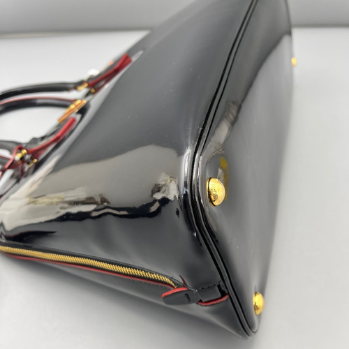 Prada Large Lux Promenade Tote Patent Calfskin Black Red Prada Large Lux Promenade Tote Patent Calfskin Black Red