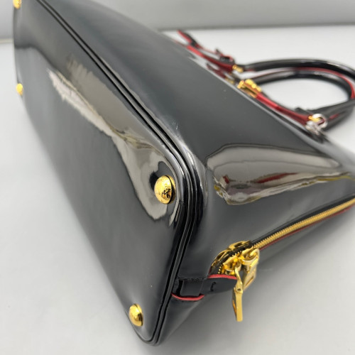 Prada Large Lux Promenade Tote Patent Calfskin Black Red Prada Large Lux Promenade Tote Patent Calfskin Black Red