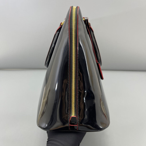 Prada Large Lux Promenade Tote Patent Calfskin Black Red Prada Large Lux Promenade Tote Patent Calfskin Black Red