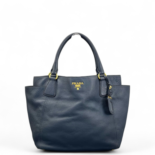 Prada Handbag Grained Calfskin Dark Blue