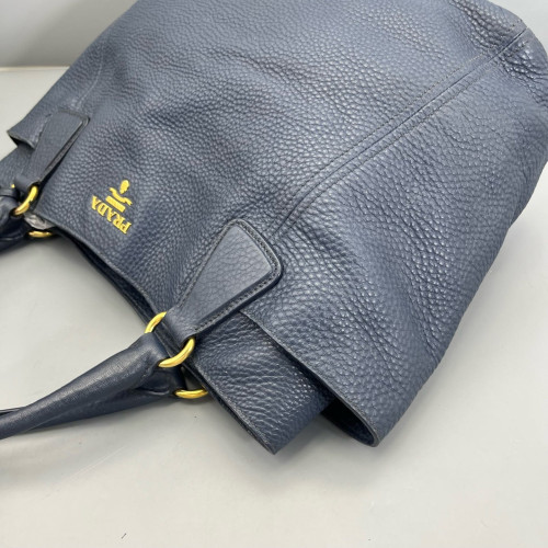 Prada Handbag Grained Calfskin Dark Blue