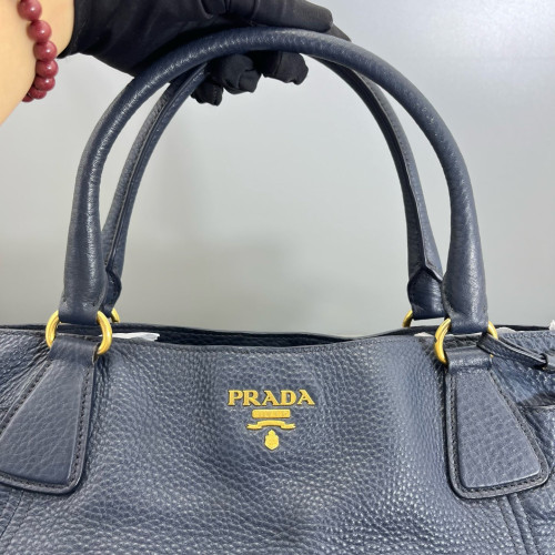 Prada Handbag Grained Calfskin Dark Blue