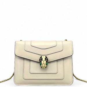 Bvlgari Small Serpenti Forever Shoulder Bag Calfskin White