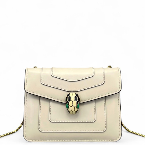 Bvlgari Small Serpenti Forever Shoulder Bag Calfskin White