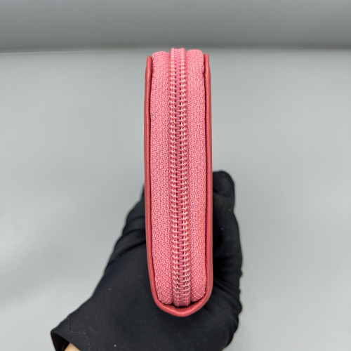 Chanel Quilted Coco Boy Zip Around Wallet Lambskin Red
