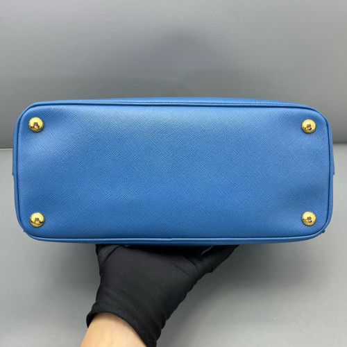 Prada Medium Galleria Double Zip Tote Saffiano Calfskin Blue
