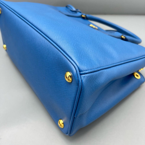 Prada Medium Galleria Double Zip Tote Saffiano Calfskin Blue
