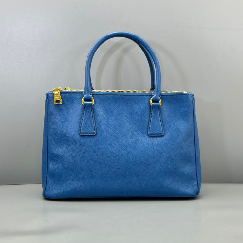 Prada Medium Galleria Double Zip Tote Saffiano Calfskin Blue