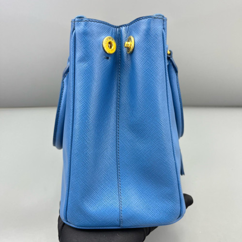 Prada Medium Galleria Double Zip Tote Saffiano Calfskin Blue