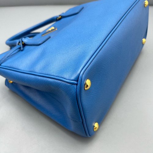 Prada Medium Galleria Double Zip Tote Saffiano Calfskin Blue