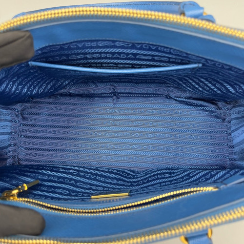 Prada Medium Galleria Double Zip Tote Saffiano Calfskin Blue
