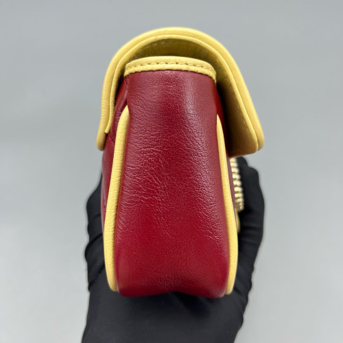 Gucci Matelasse Super Mini GG Marmont Calfskin Burgundy Blue