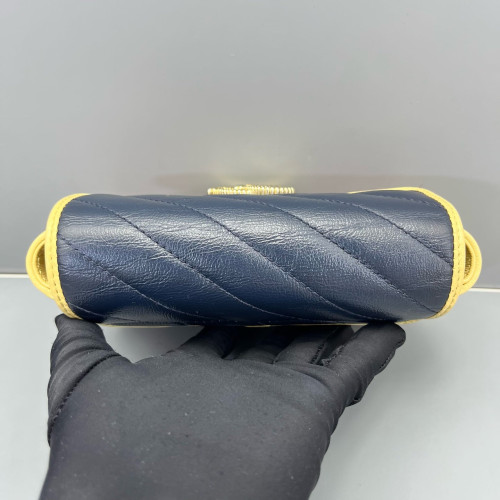 Gucci Matelasse Super Mini GG Marmont Calfskin Burgundy Blue