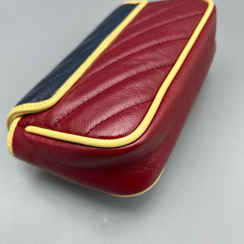 Gucci Matelasse Super Mini GG Marmont Calfskin Burgundy Blue