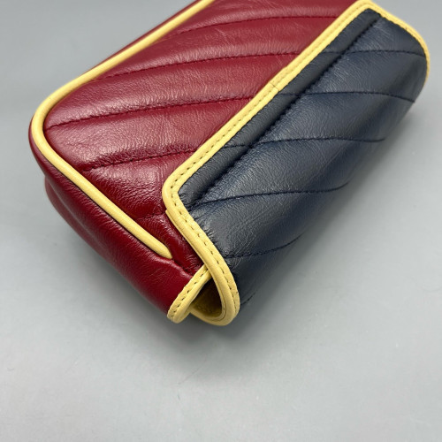 Gucci Matelasse Super Mini GG Marmont Calfskin Burgundy Blue