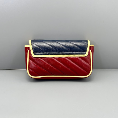 Gucci Matelasse Super Mini GG Marmont Calfskin Burgundy Blue