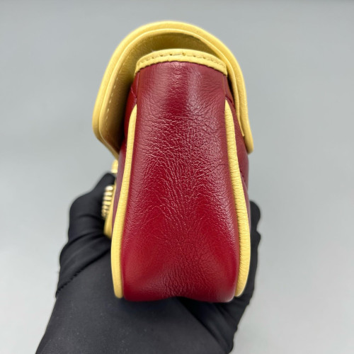 Gucci Matelasse Super Mini GG Marmont Calfskin Burgundy Blue